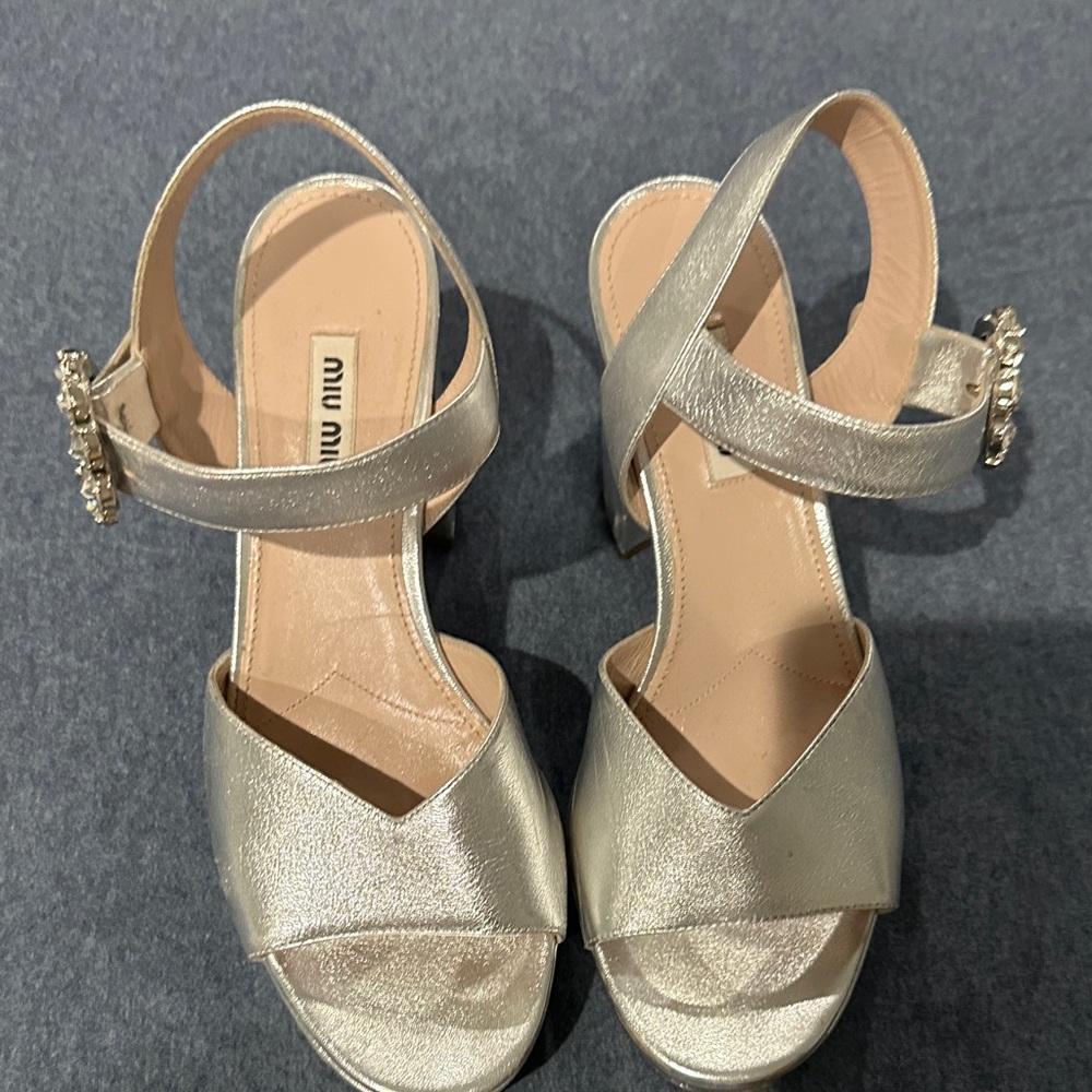 Miu Miu Metallic Silver Sandals